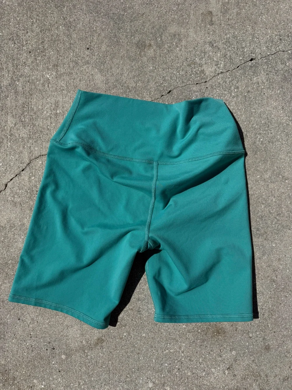 ALO Yoga High-Rise Teal Green Athletic Bike Shorts